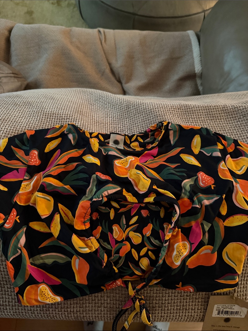 NWT Free People Aloe aloe reversible M Fruit punch Tie-Front keyhole bikini top